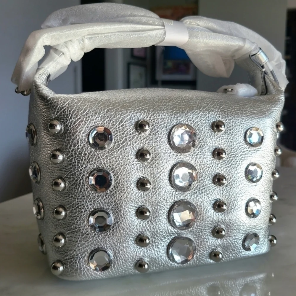 Rebecca Minkoff Stone Studded Shoulder Bag, Silver, NWT